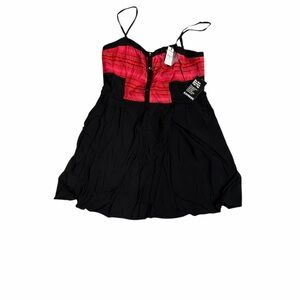 Express Vibrant Red and Black Dress with Pockets